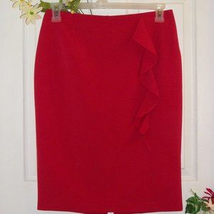 ATTENTION Sz 4 Red Ruffle Pencil Skirt NWT
